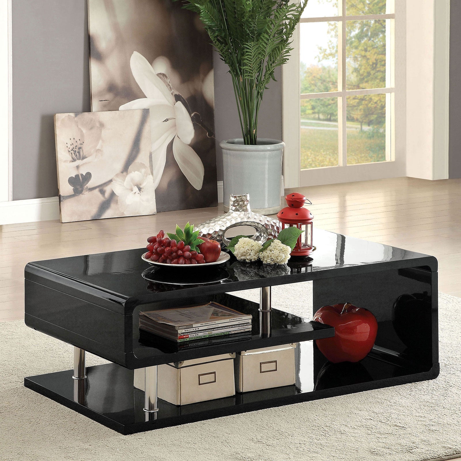 Ninove Black/Chrome Coffee Table - ATL FURNITURE