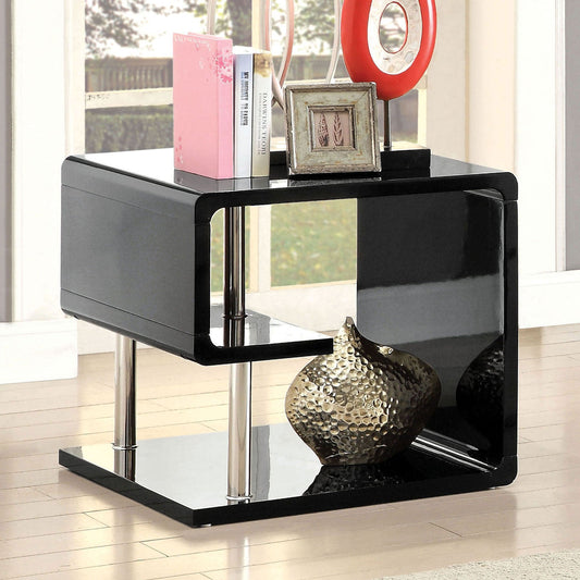 Ninove Black/Chrome End Table - ATL FURNITURE