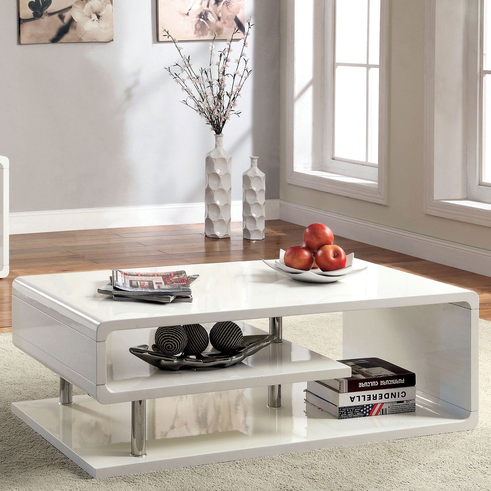 Ninove I White/Chrome Coffee Table - ATL FURNITURE