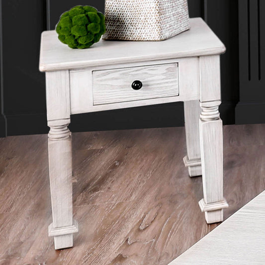 Joliet Antique White End Table - ATL FURNITURE