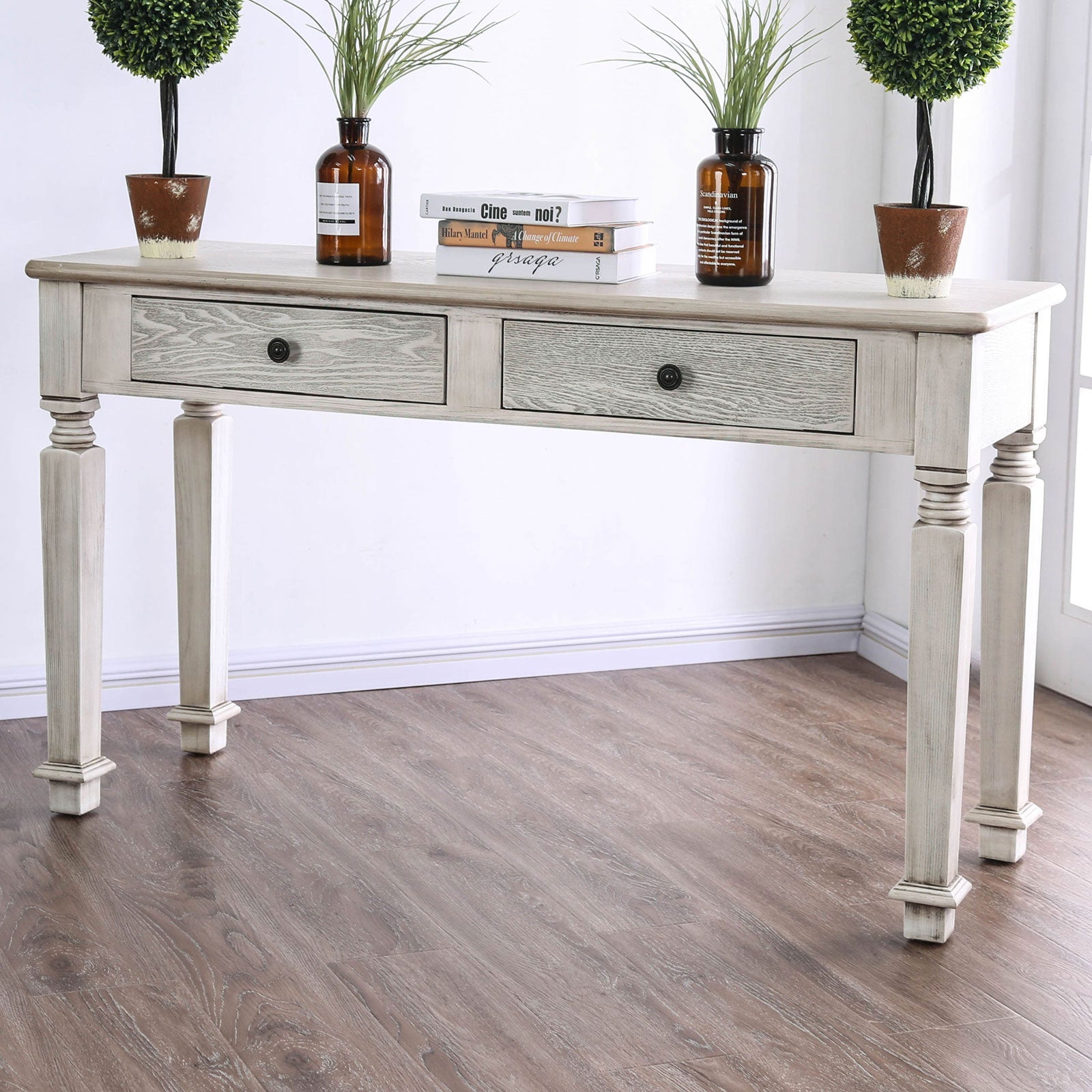 Joliet Antique White Sofa Table - ATL FURNITURE