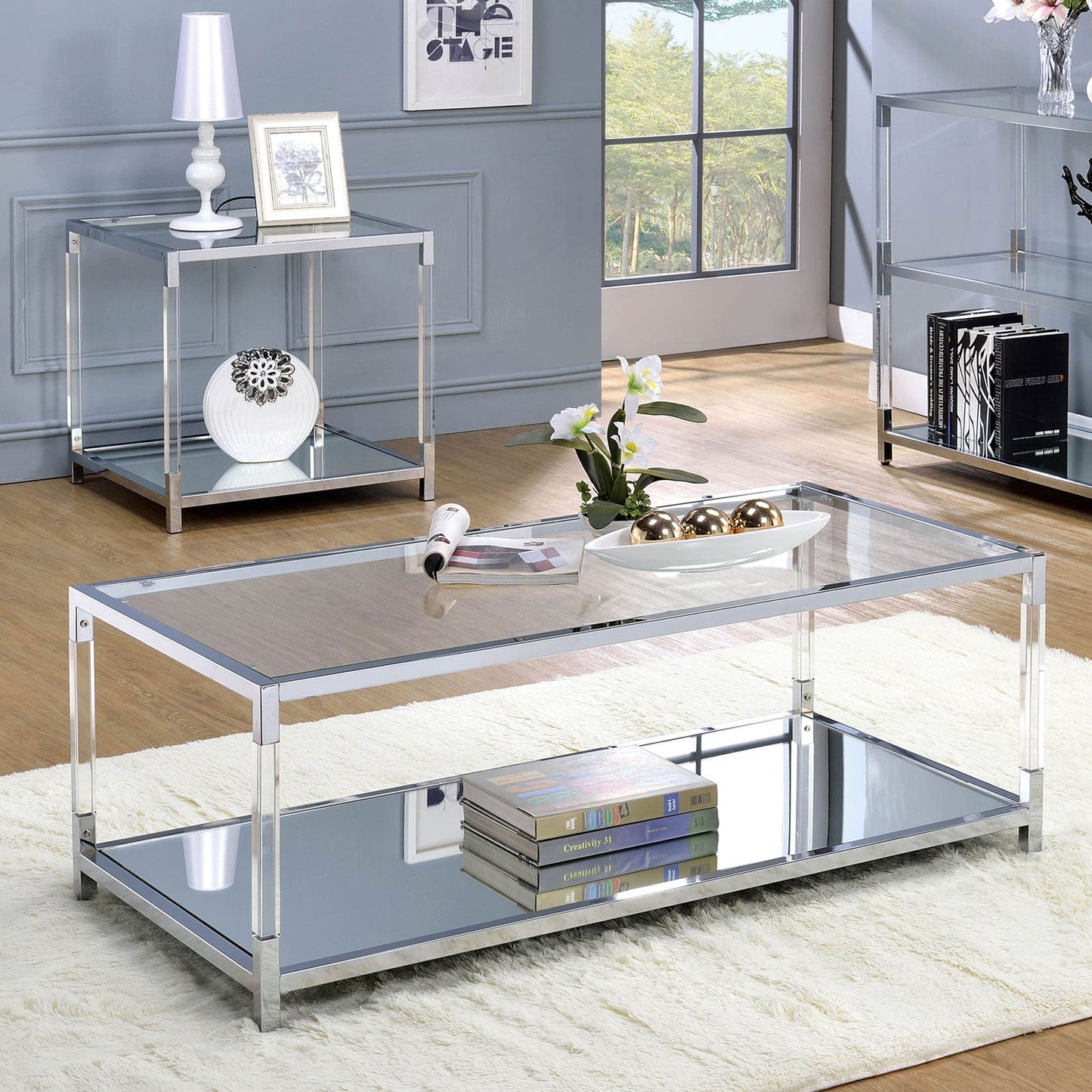 Ludvig Chrome/Clear Coffee Table - ATL FURNITURE