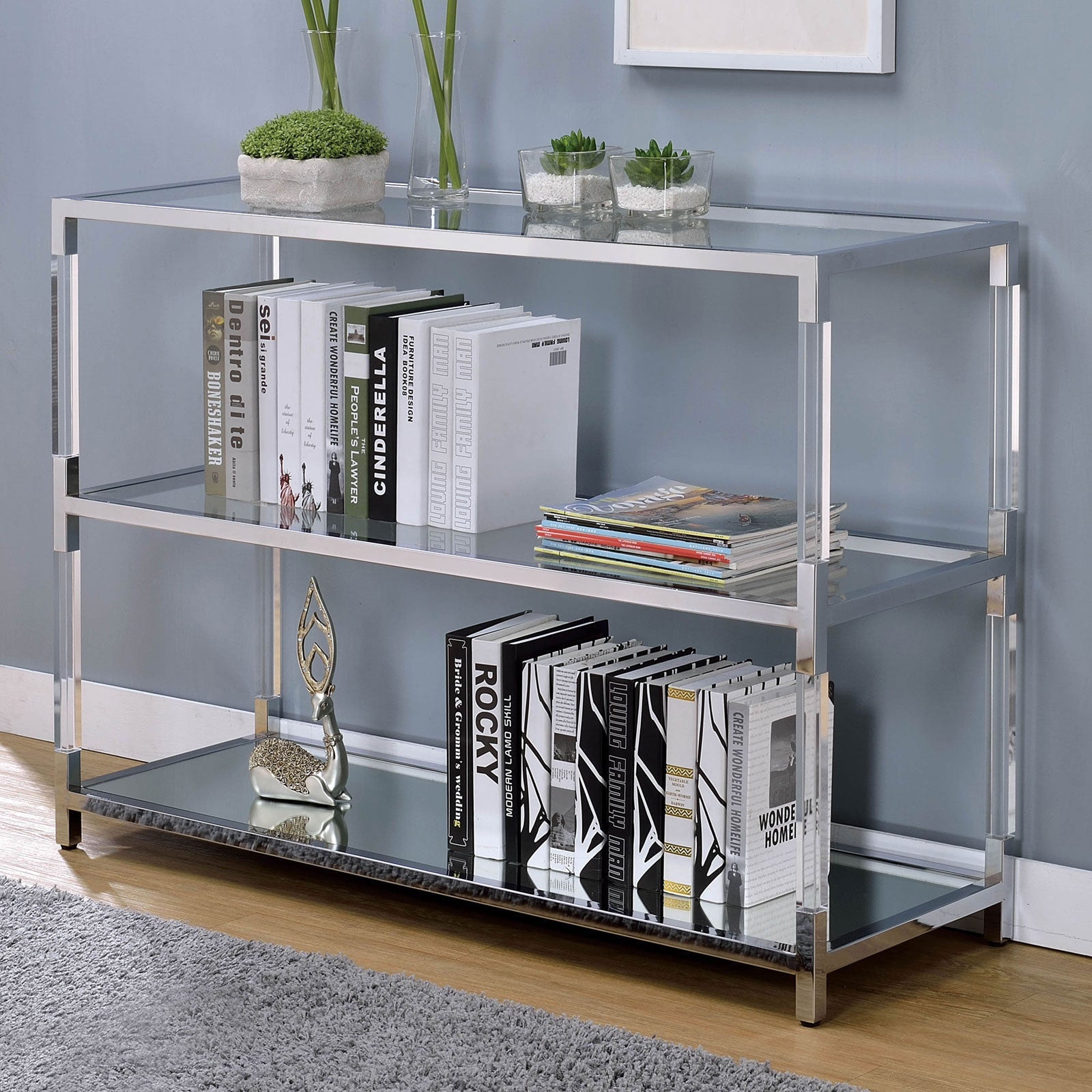 Ludvig Chrome/Clear Sofa Table - ATL FURNITURE