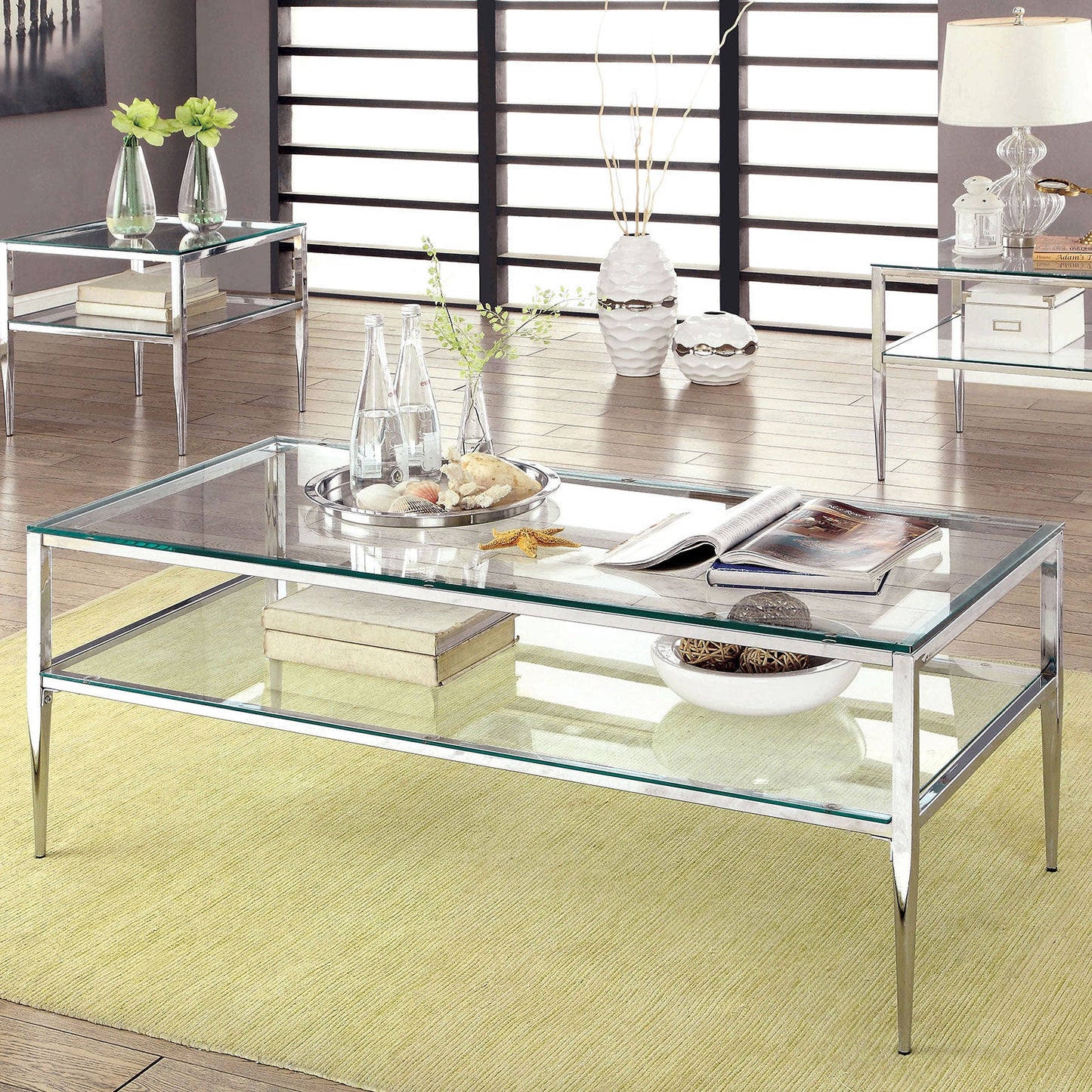TANIKA Chrome Coffee Table, Chrome - ATL FURNITURE