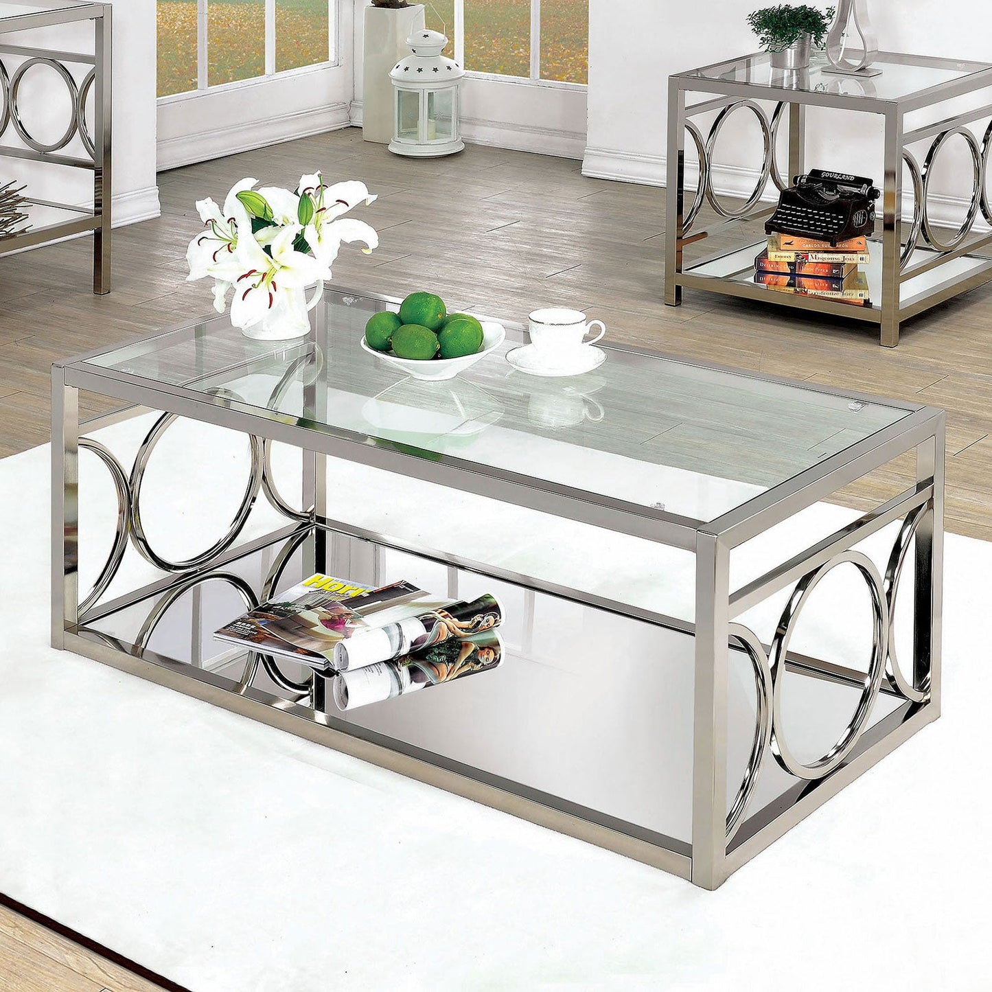 RYLEE Chrome Coffee Table, Chrome - ATL FURNITURE