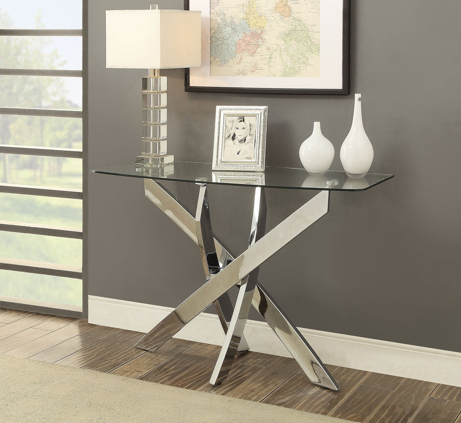 LAILA Chrome Sofa Table - ATL FURNITURE