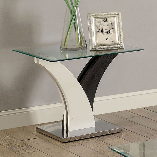 SLOANE White/Dark Gray/Chrome End Table - ATL FURNITURE