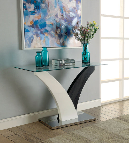 SLOANE White/Dark Gray/Chrome Sofa Table - ATL FURNITURE