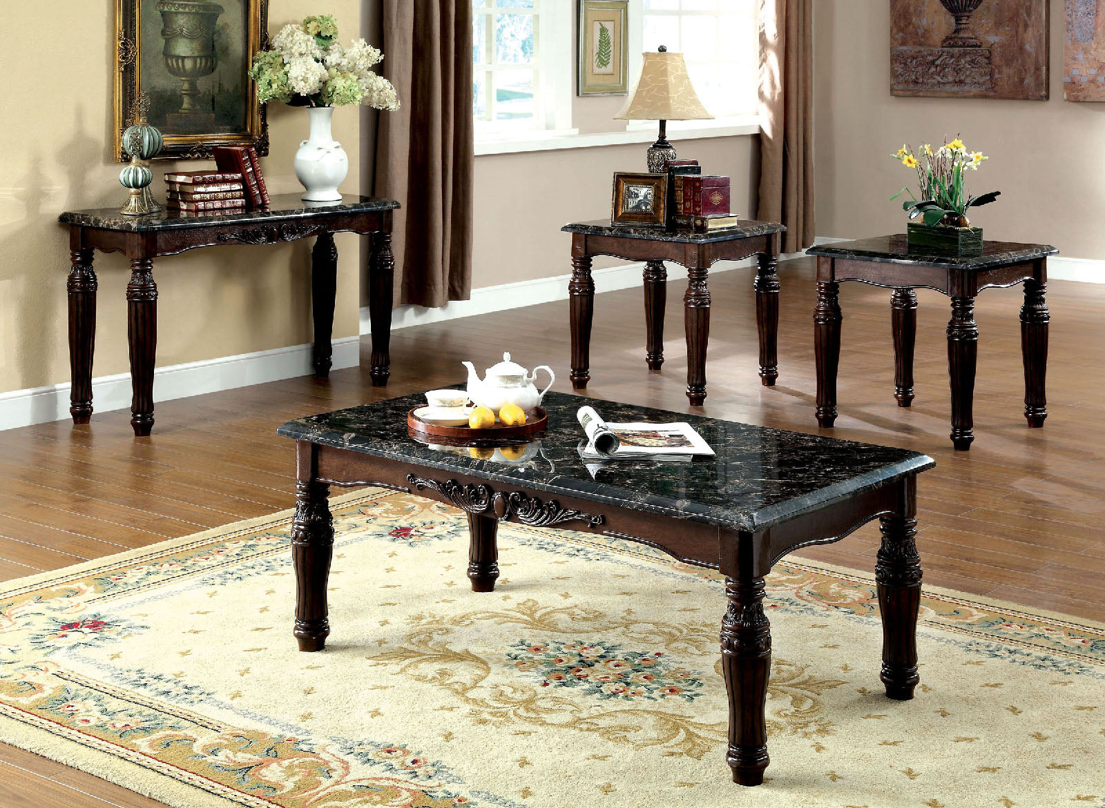 Brampton Espresso/Black 3 Pc. Table Set - ATL FURNITURE