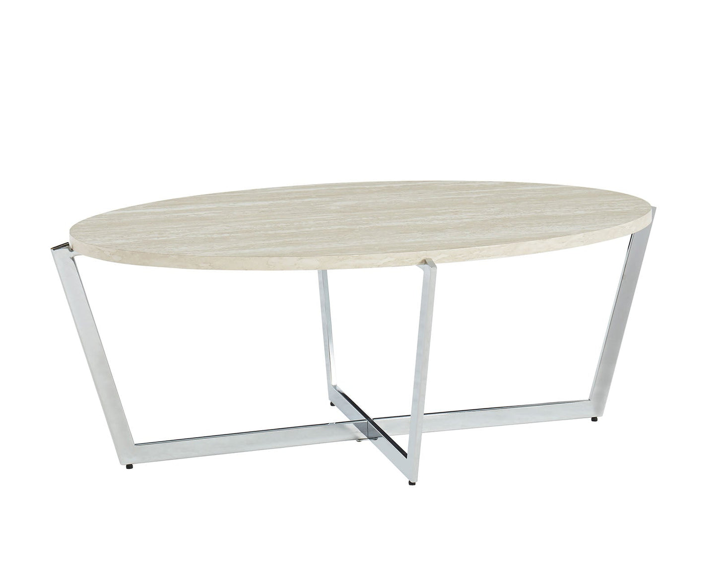 Madisyn White/Chrome Coffee Table - ATL FURNITURE