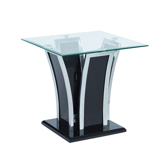 Staten Glossy Black/Chrome End Table - ATL FURNITURE