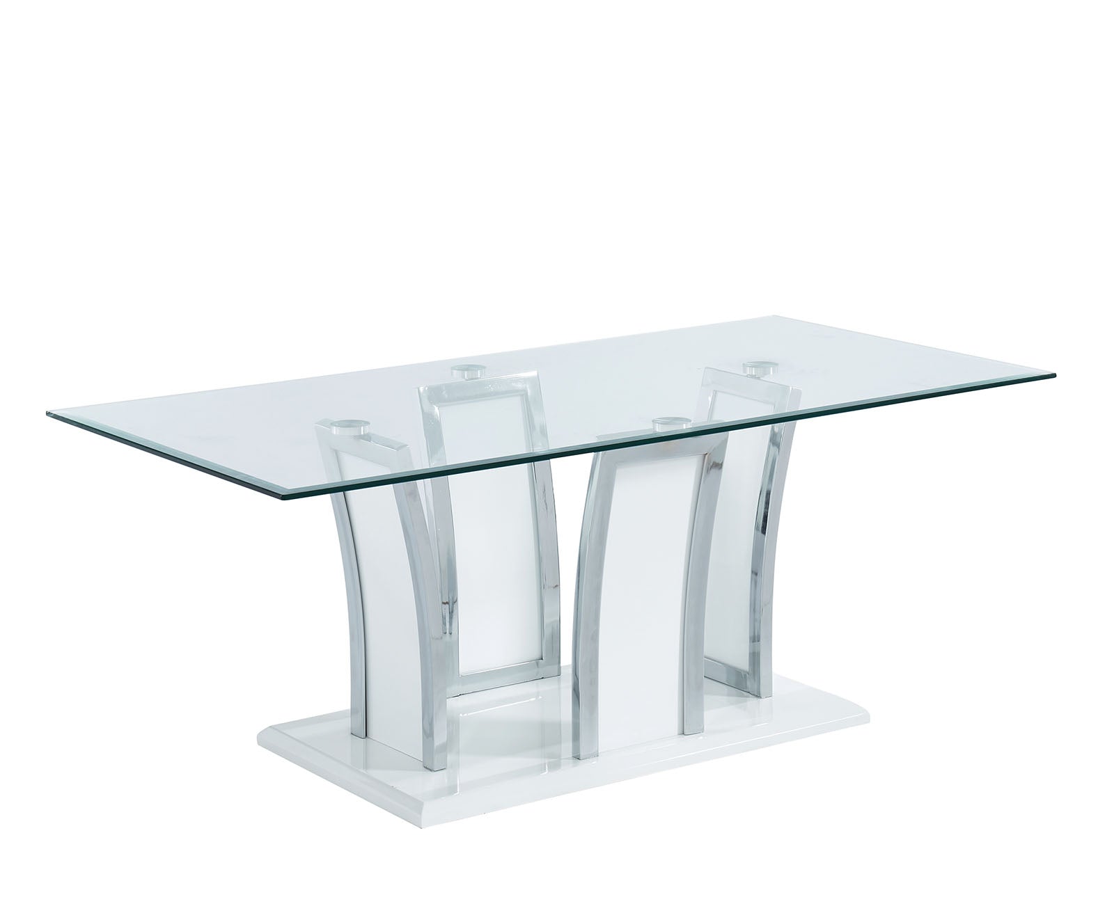 Staten Glossy White/Chrome Coffee Table - ATL FURNITURE