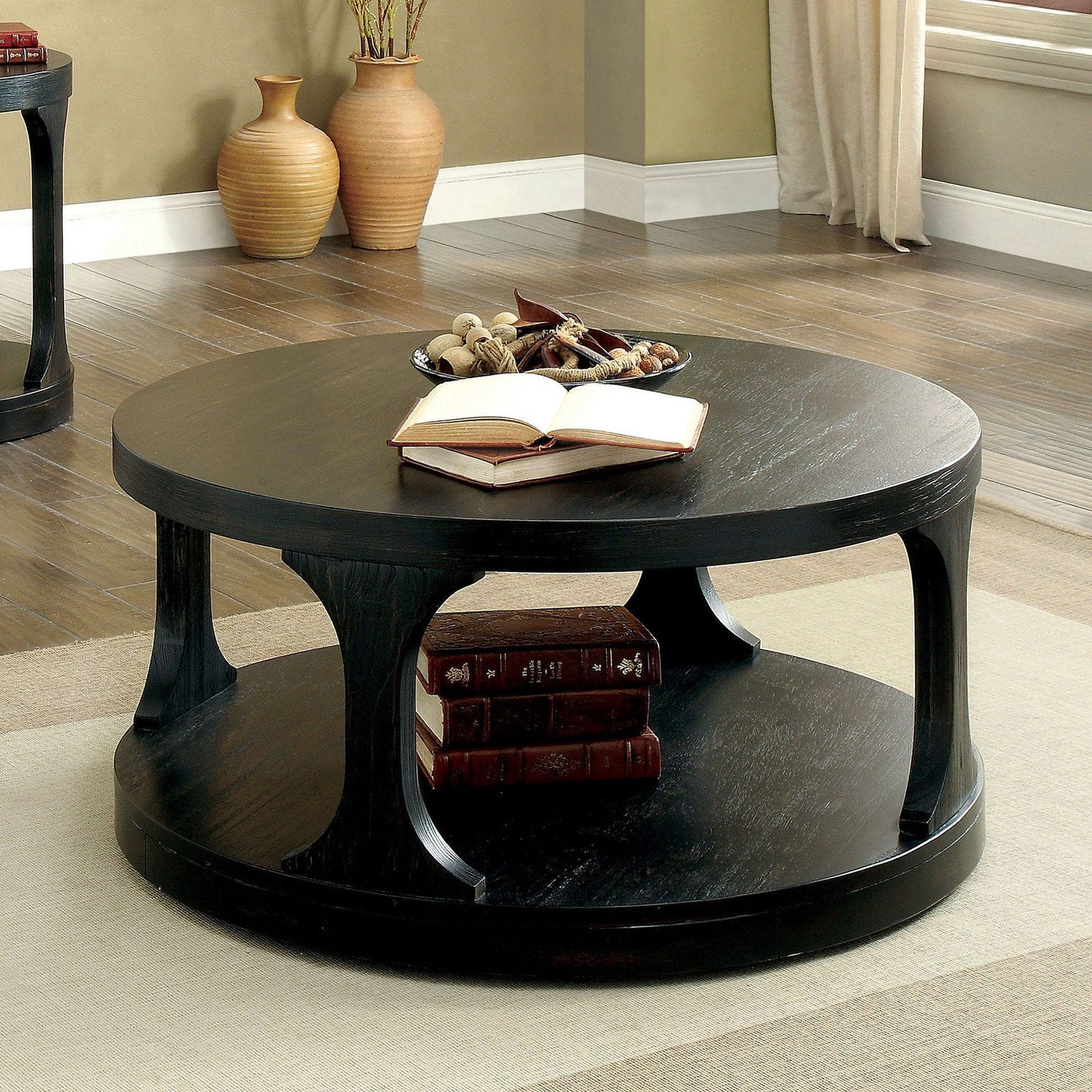 Carrie Antique Black Coffee Table - ATL FURNITURE