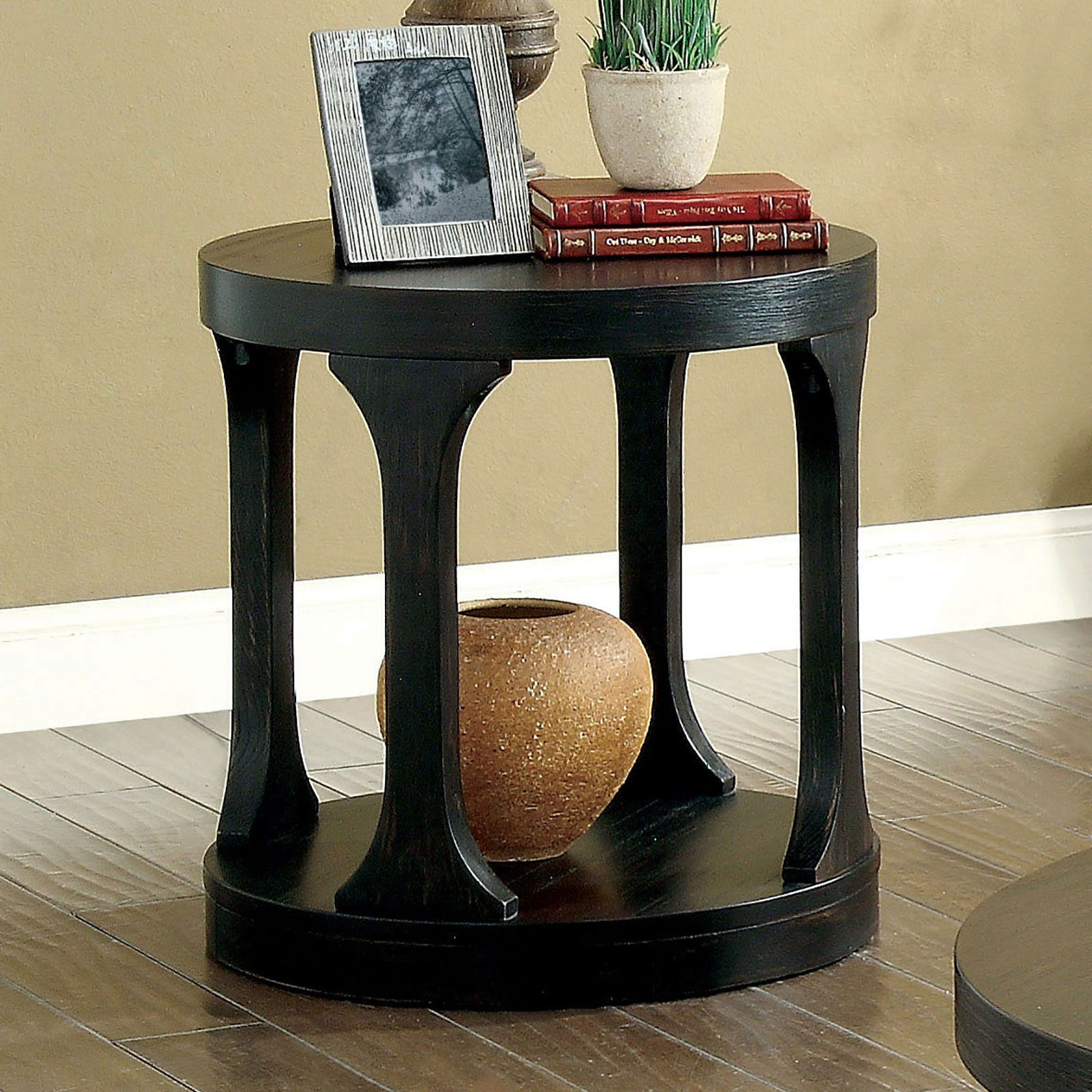 Carrie Antique Black End Table - ATL FURNITURE