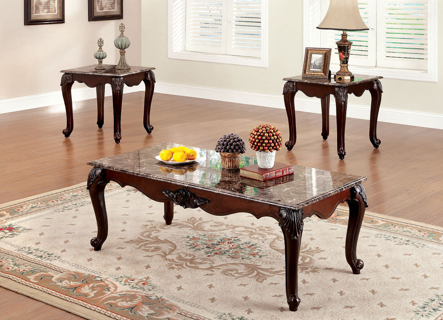 Colchester Dark Cherry 3 Pc. Coffee Table Set - ATL FURNITURE