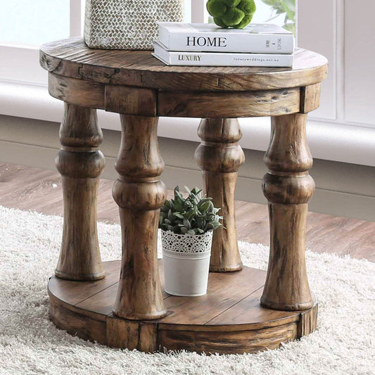 Mika Antique Oak End Table - ATL FURNITURE