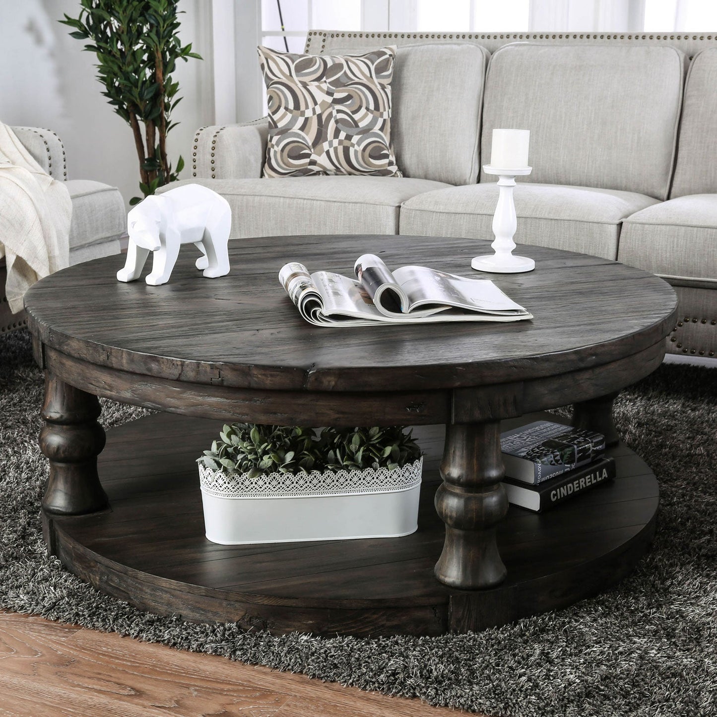 Mika Antique Gray Coffee Table - ATL FURNITURE