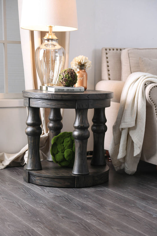 Mika Antique Gray End Table - ATL FURNITURE