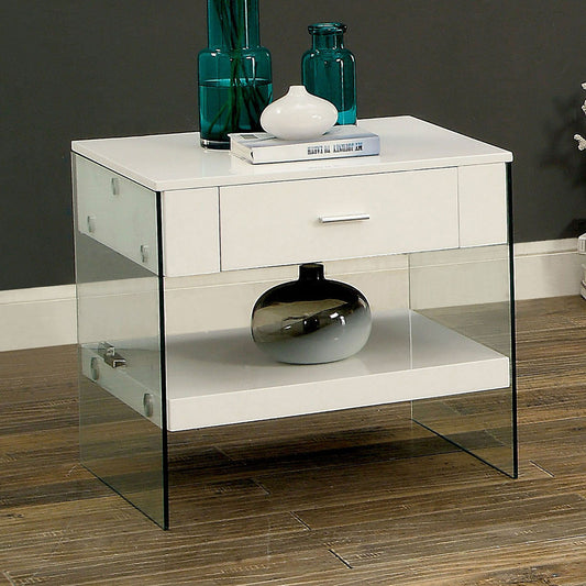 Raya White End Table, White - ATL FURNITURE