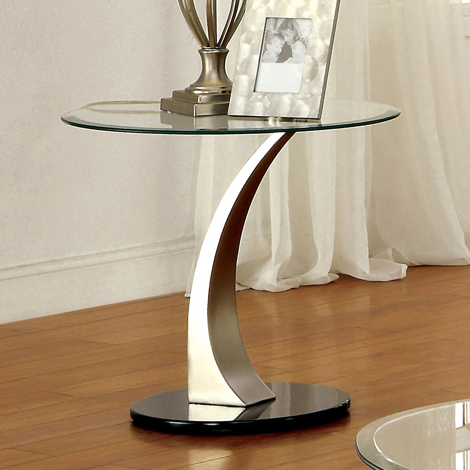 VALO Satin Plated/Black End Table - ATL FURNITURE