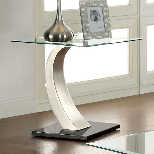 ROXO Satin Plated/Black End Table - ATL FURNITURE