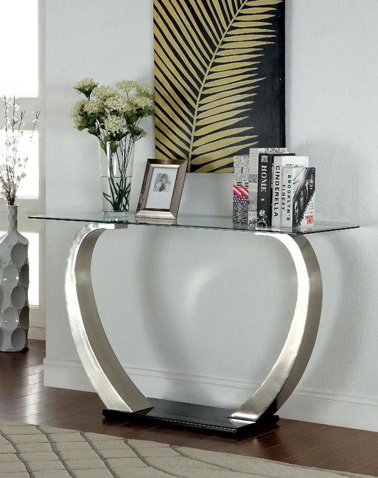 ROXO Satin Plated/Black Sofa Table - ATL FURNITURE