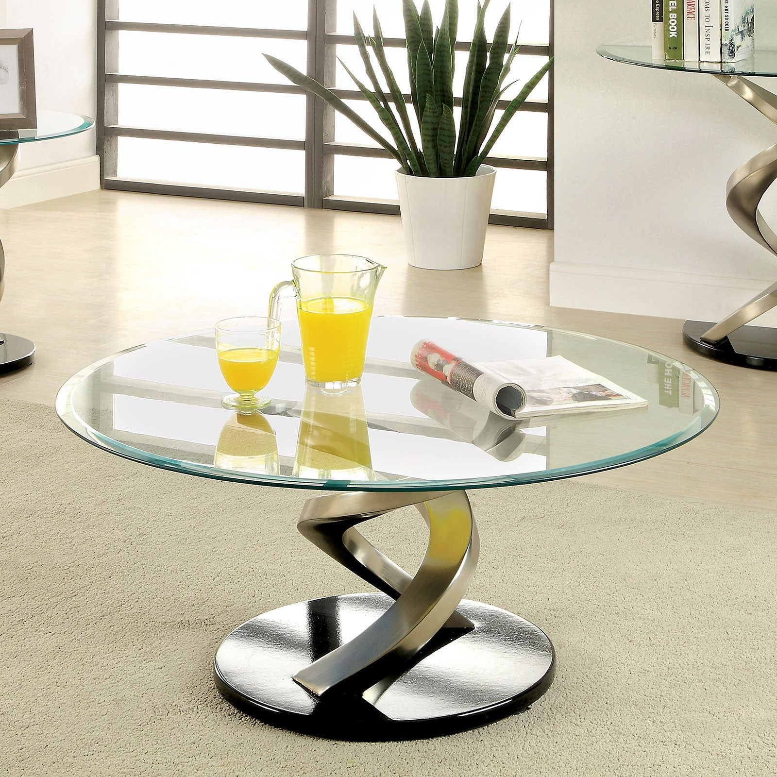 NOVA Satin Plated/Black Coffee Table - ATL FURNITURE