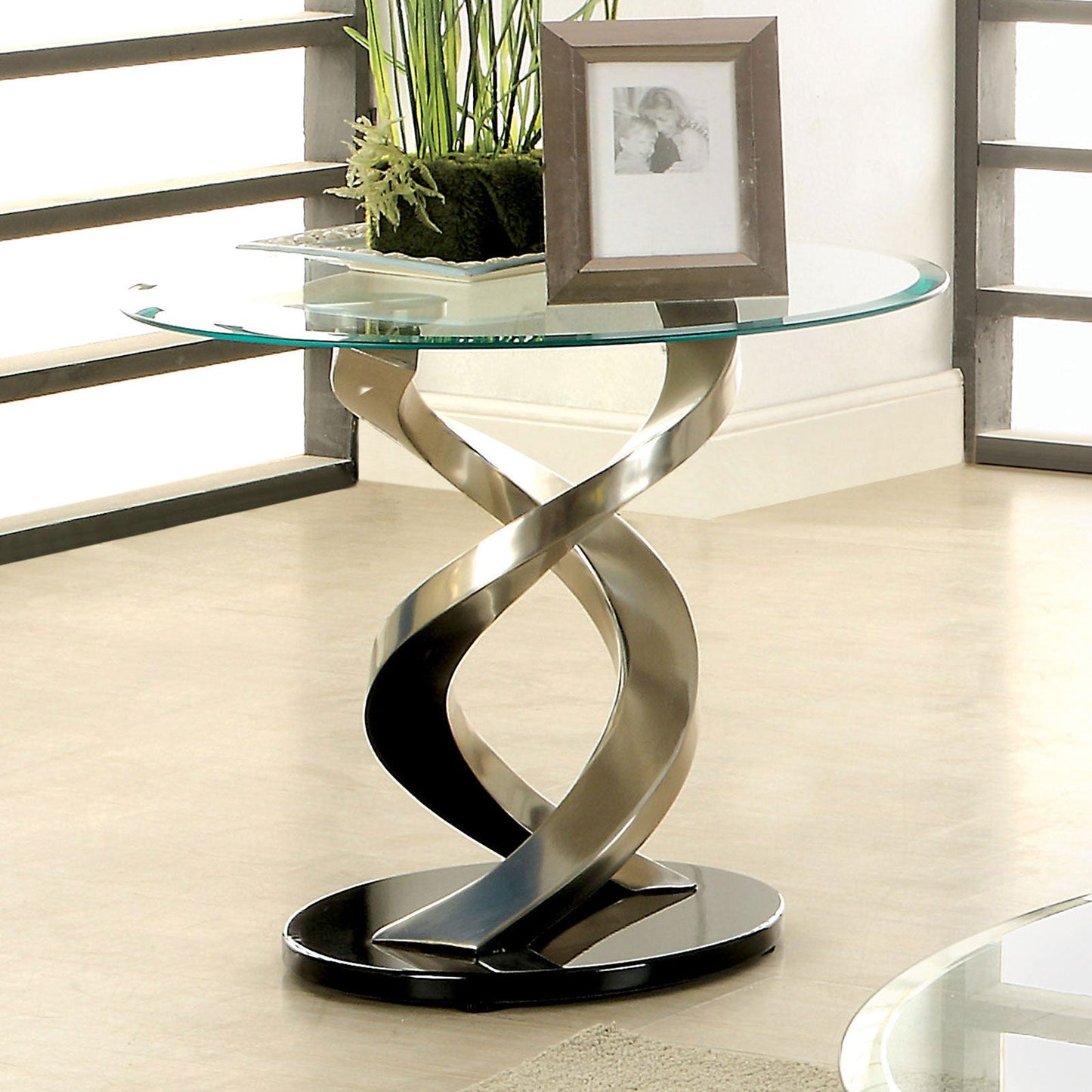 NOVA Satin Plated/Black End Table - ATL FURNITURE