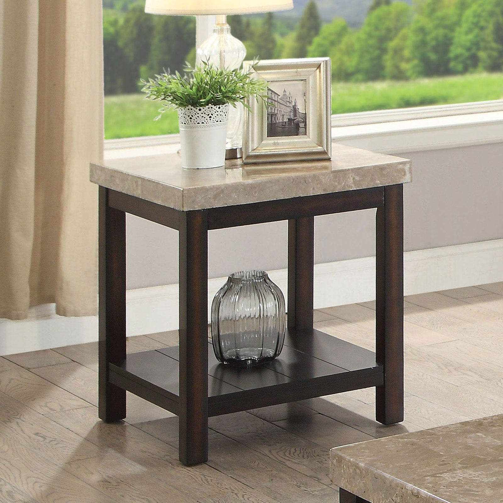 Calgary Dark Walnut/Ivory End Table - ATL FURNITURE