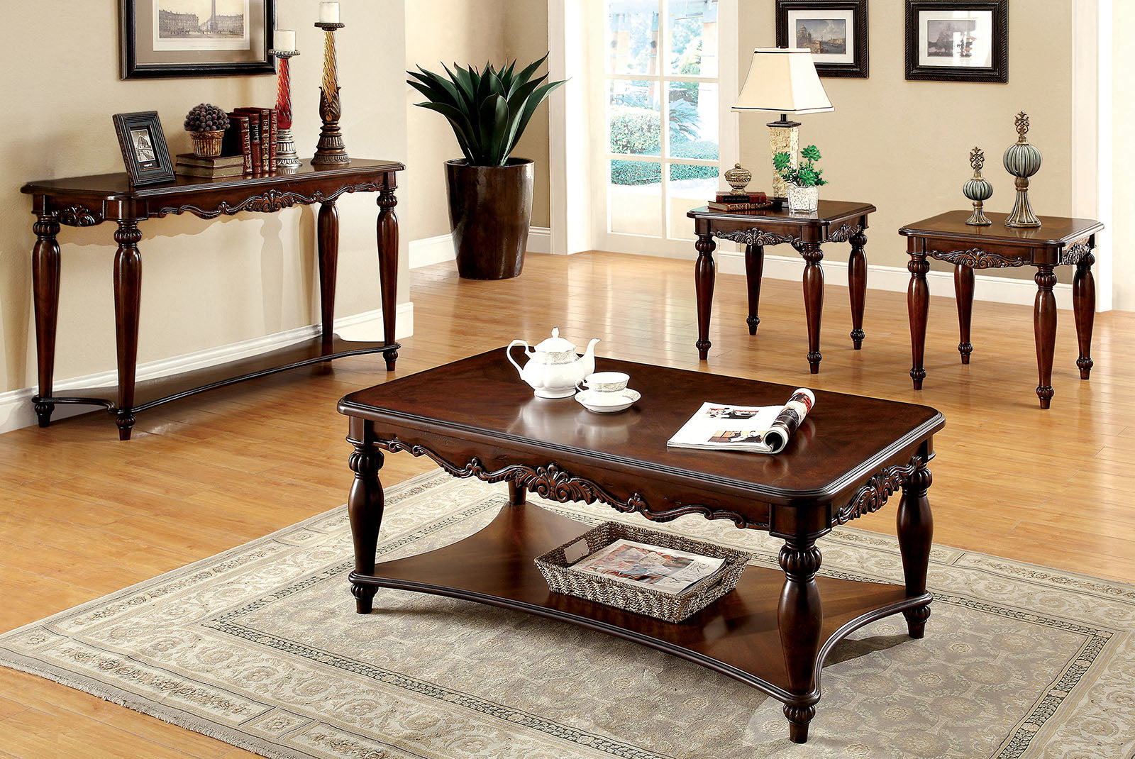 Bunbury Cherry 3 Pc. Coffee Table Set - ATL FURNITURE