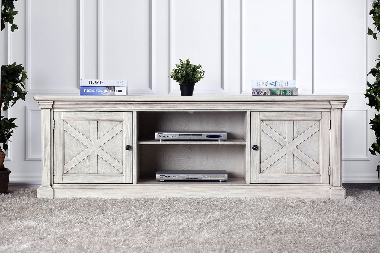 Georgia Antique White 72" TV Stand - ATL FURNITURE