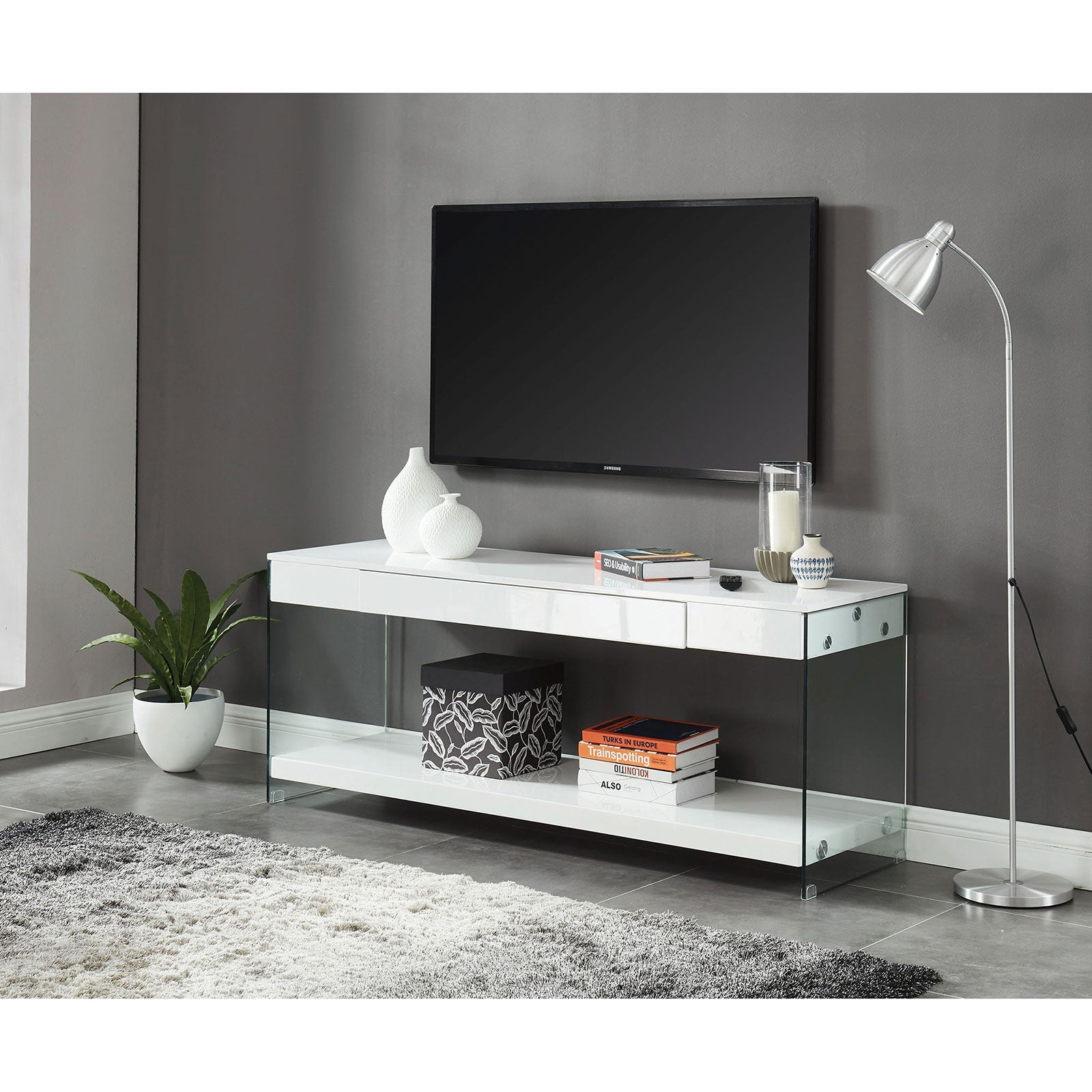 Sabugal White 70" TV Stand - ATL FURNITURE