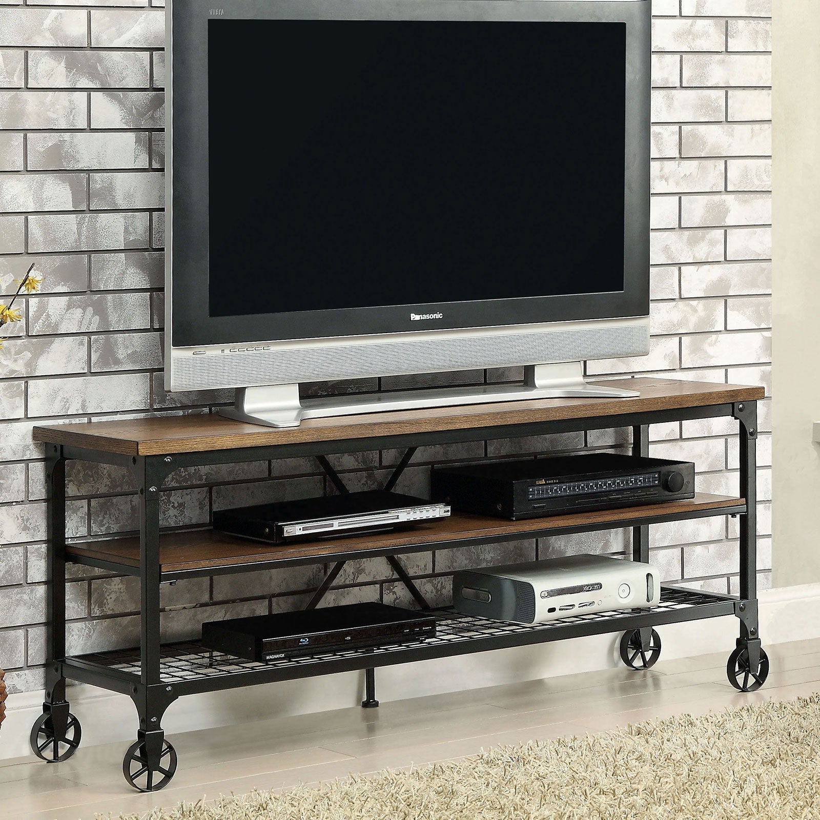 VENTURA II Medium Oak 54" TV Stand - ATL FURNITURE