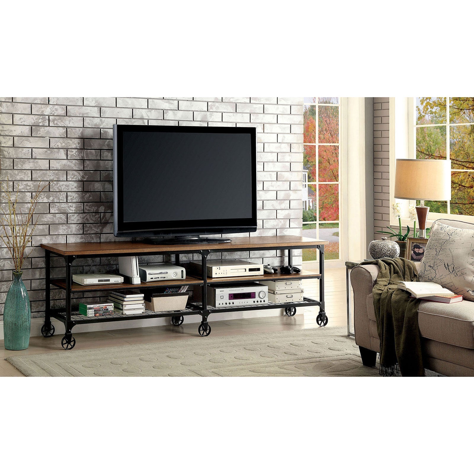 VENTURA II Medium Oak 72" TV Stand - ATL FURNITURE