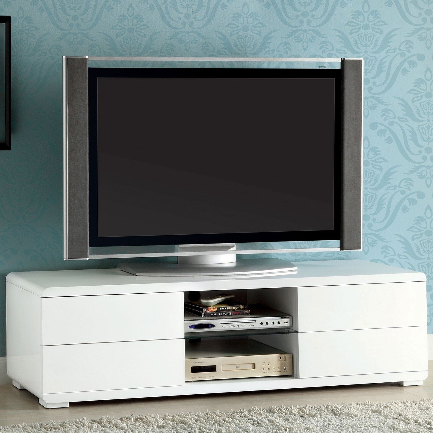 Cerro White 59" TV Console, White - ATL FURNITURE