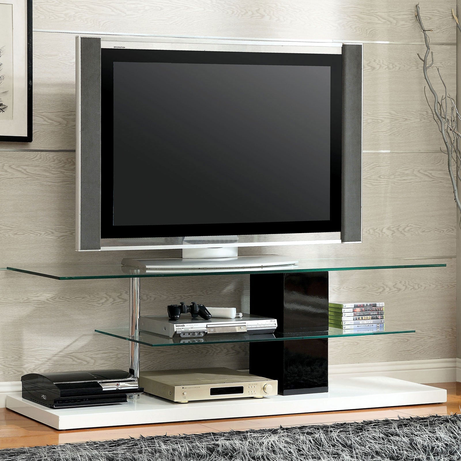 Neapoli Black/White 63" TV Console - ATL FURNITURE