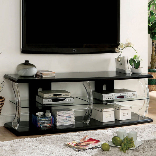 Ernst Black/Clear 72" TV Stand - ATL FURNITURE