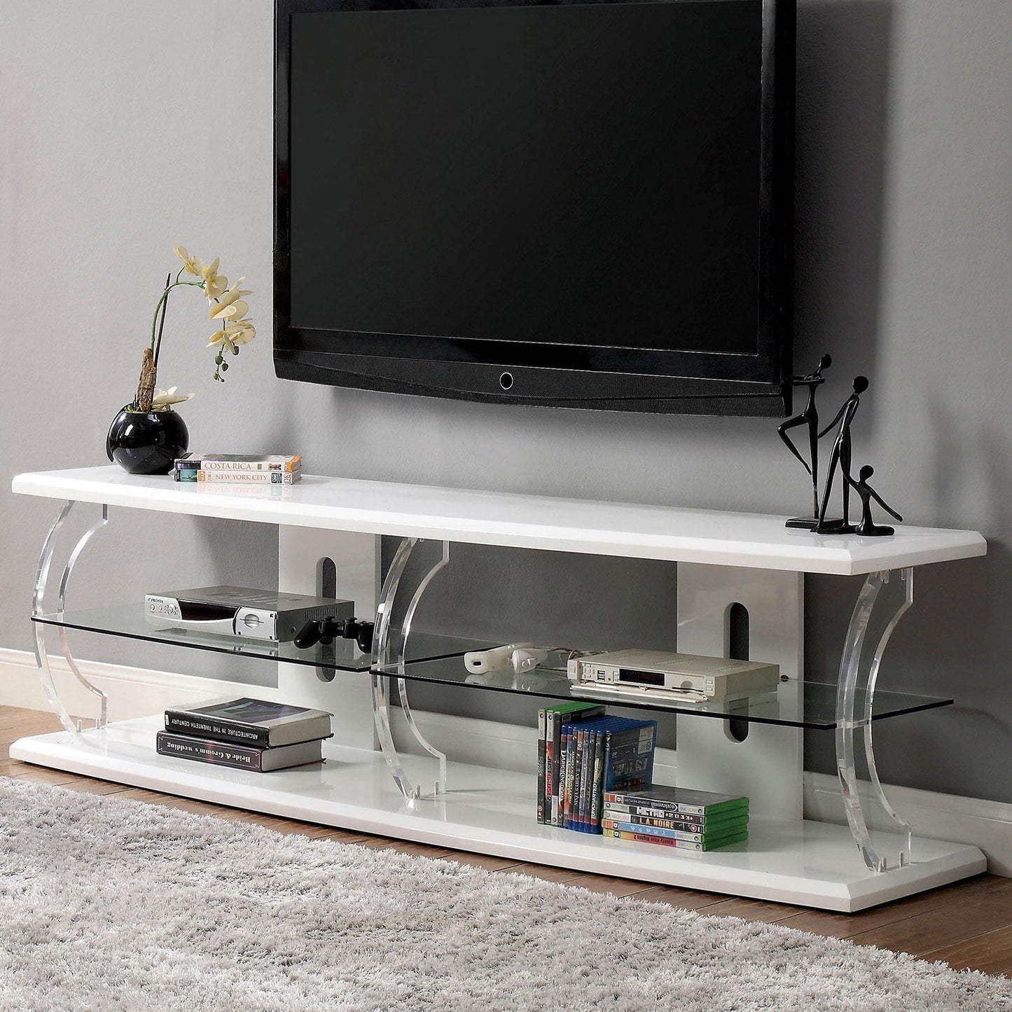 Ernst White/Clear 60" TV Stand - ATL FURNITURE