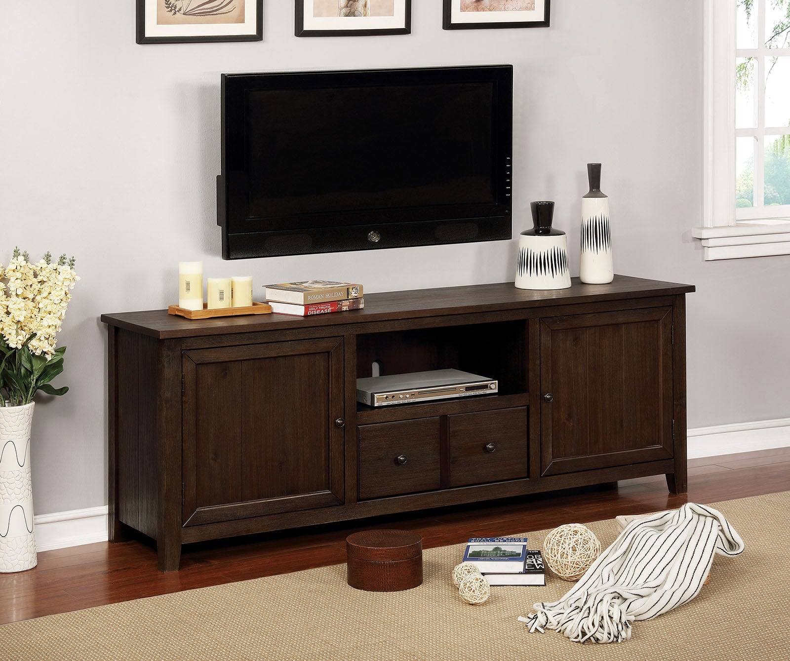 Presho Dark Oak 72" TV Stand - ATL FURNITURE