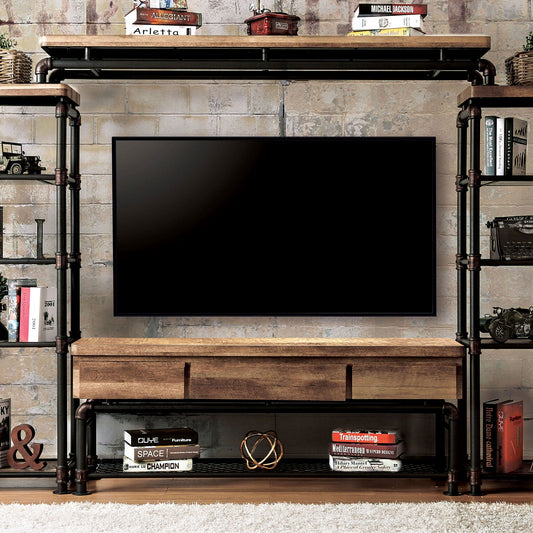 Kebbyll Antique Black/Natural Tone 60" TV Stand - ATL FURNITURE