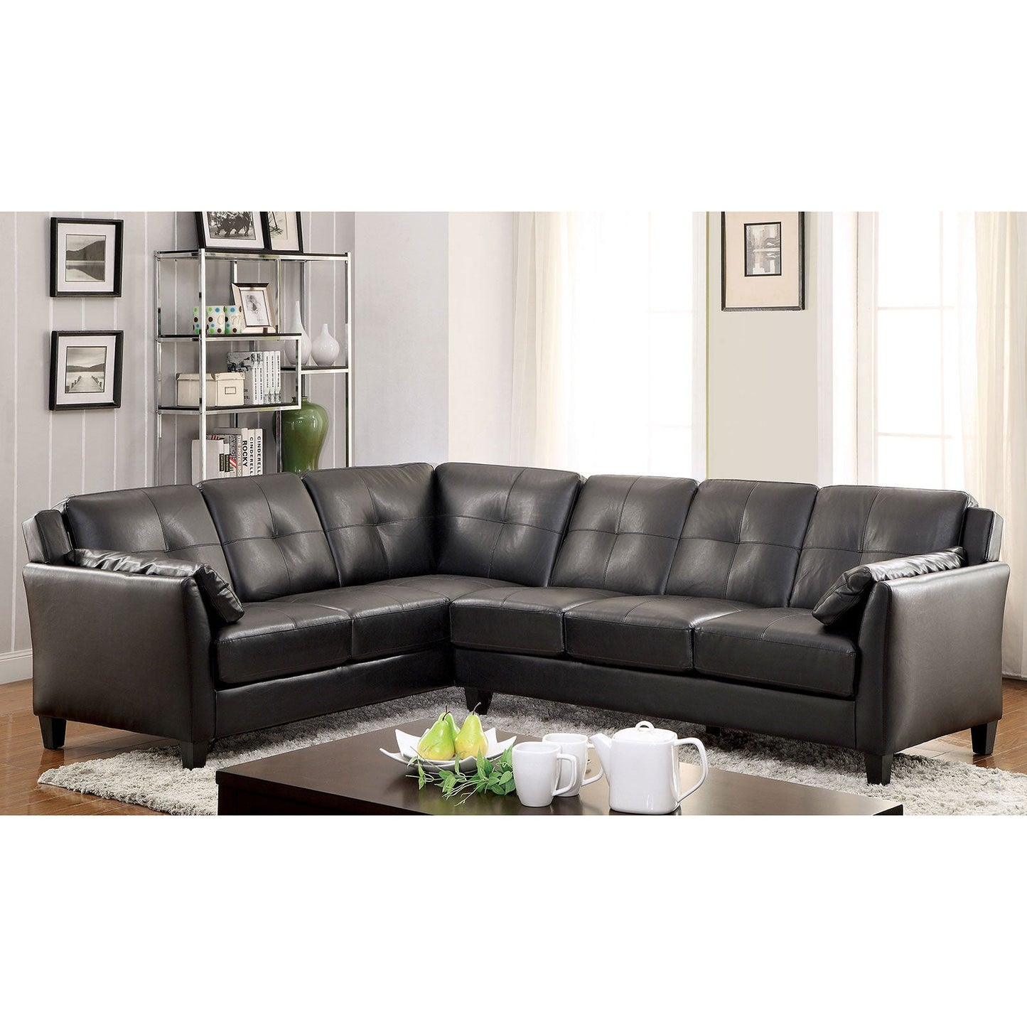 PEEVER Black Sectional, Black (K/D) - ATL FURNITURE