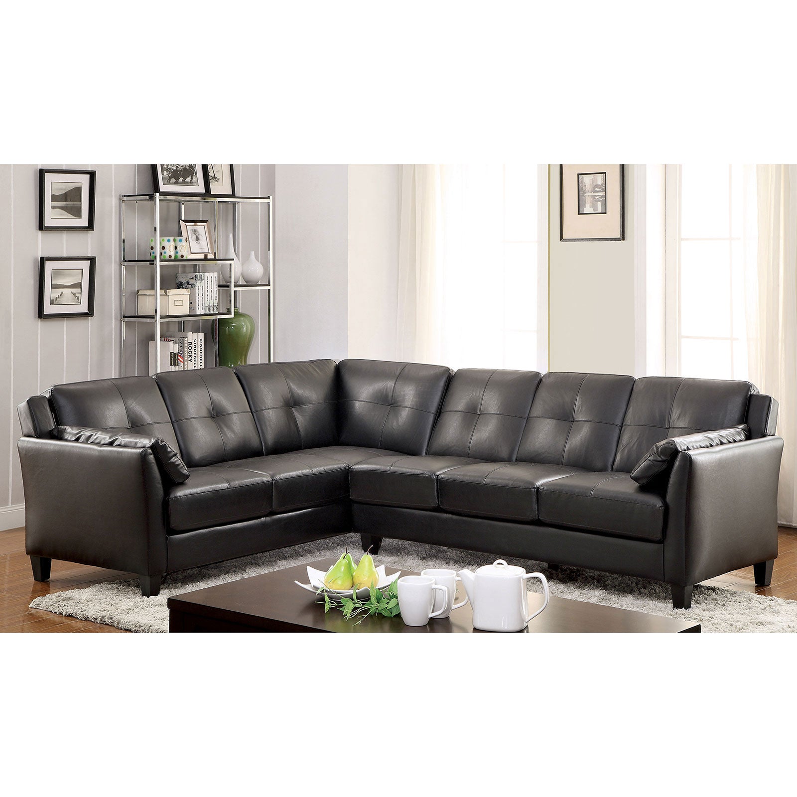 PEEVER Black Sectional, Black (K/D) - ATL FURNITURE