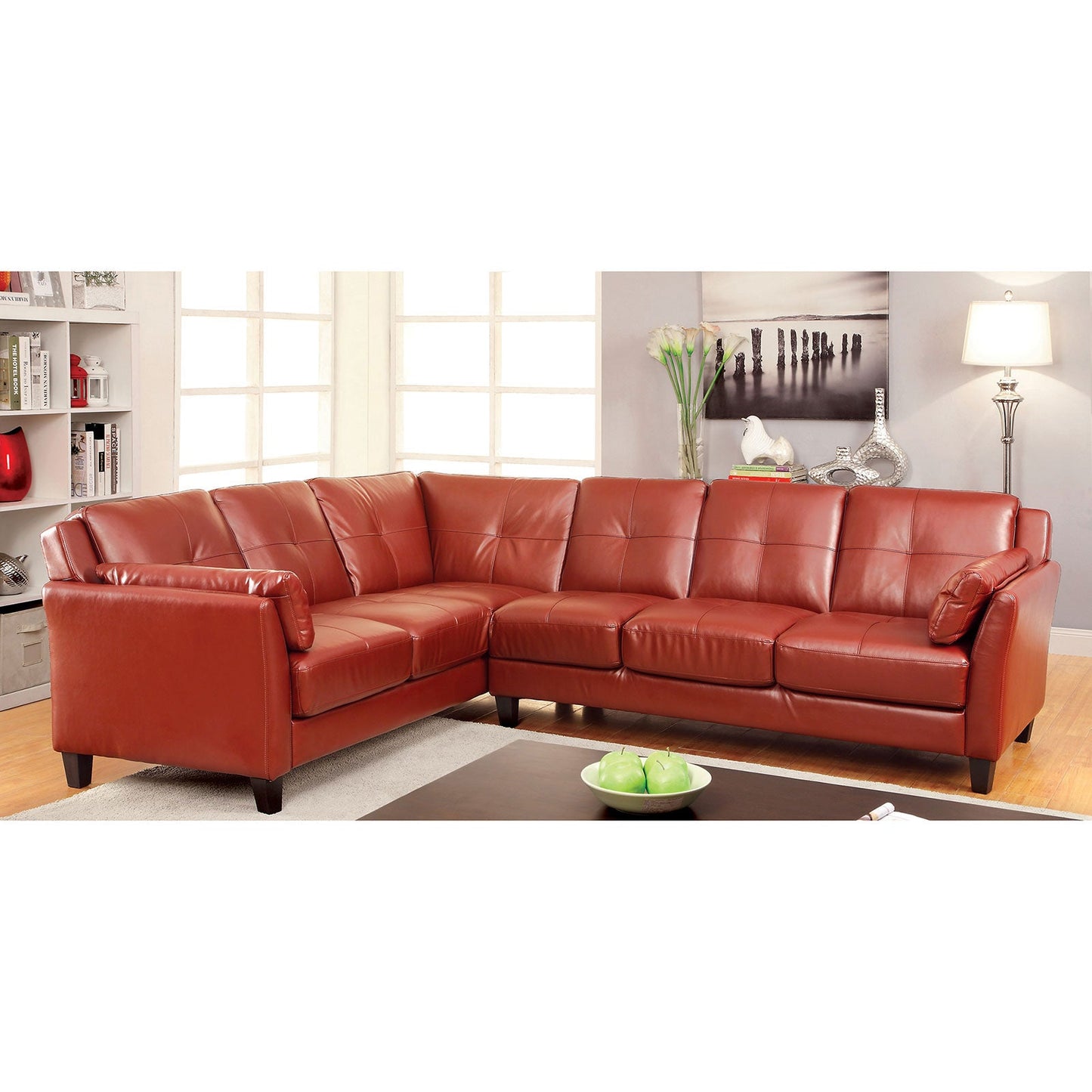 PEEVER Mahogany Red Sectional, Mahogany Red (K/D) - ATL FURNITURE