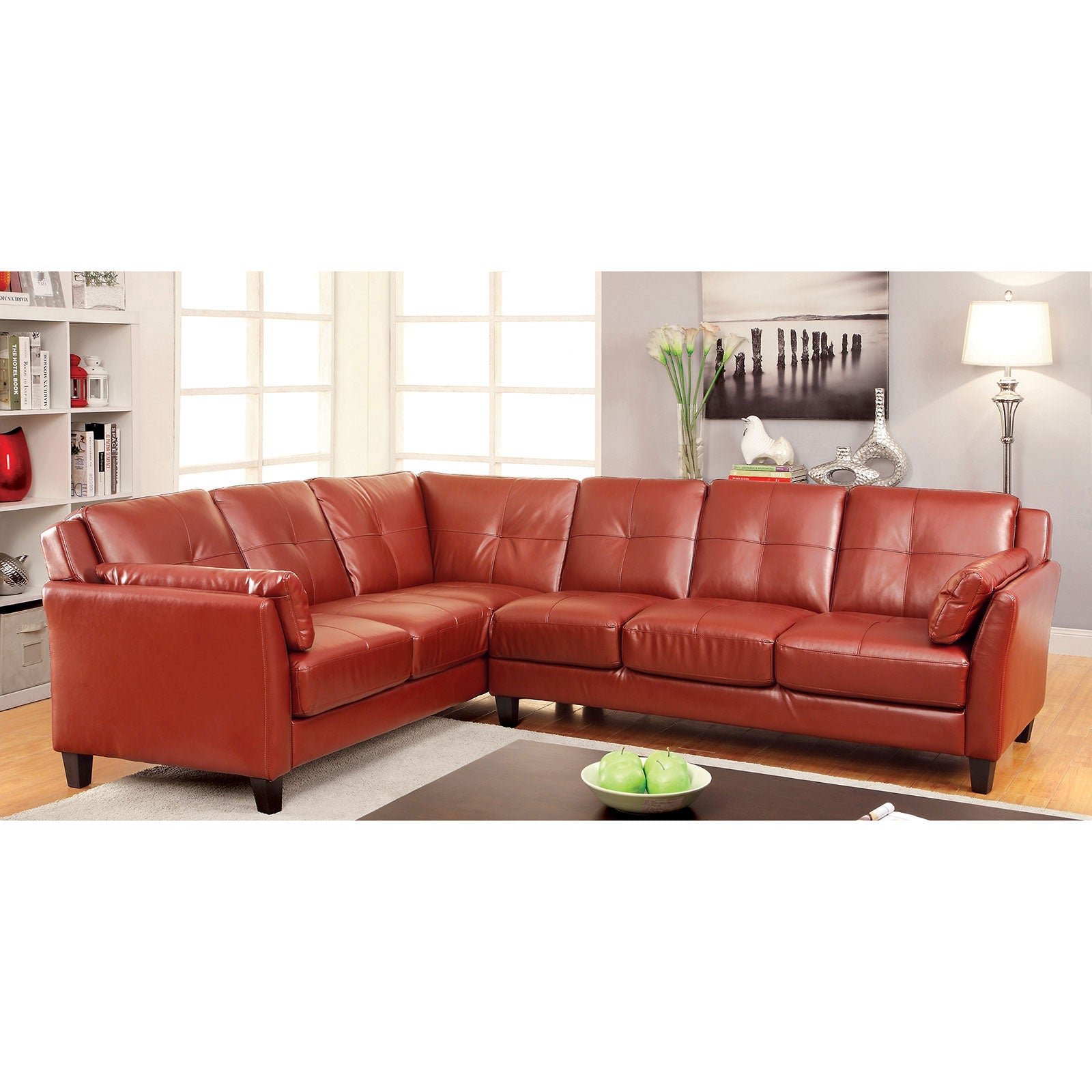 PEEVER Mahogany Red Sectional, Mahogany Red (K/D) - ATL FURNITURE
