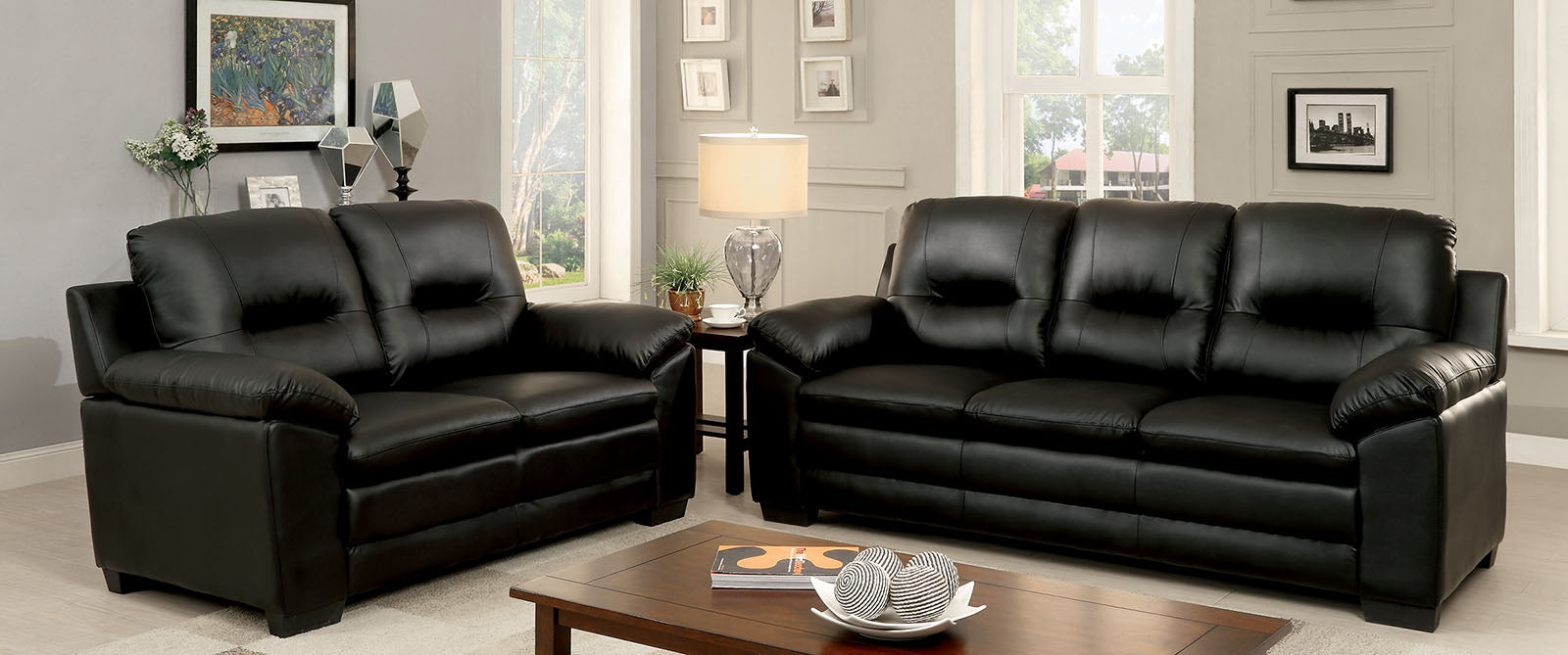 PARMA Black Sofa + Love Seat - ATL FURNITURE