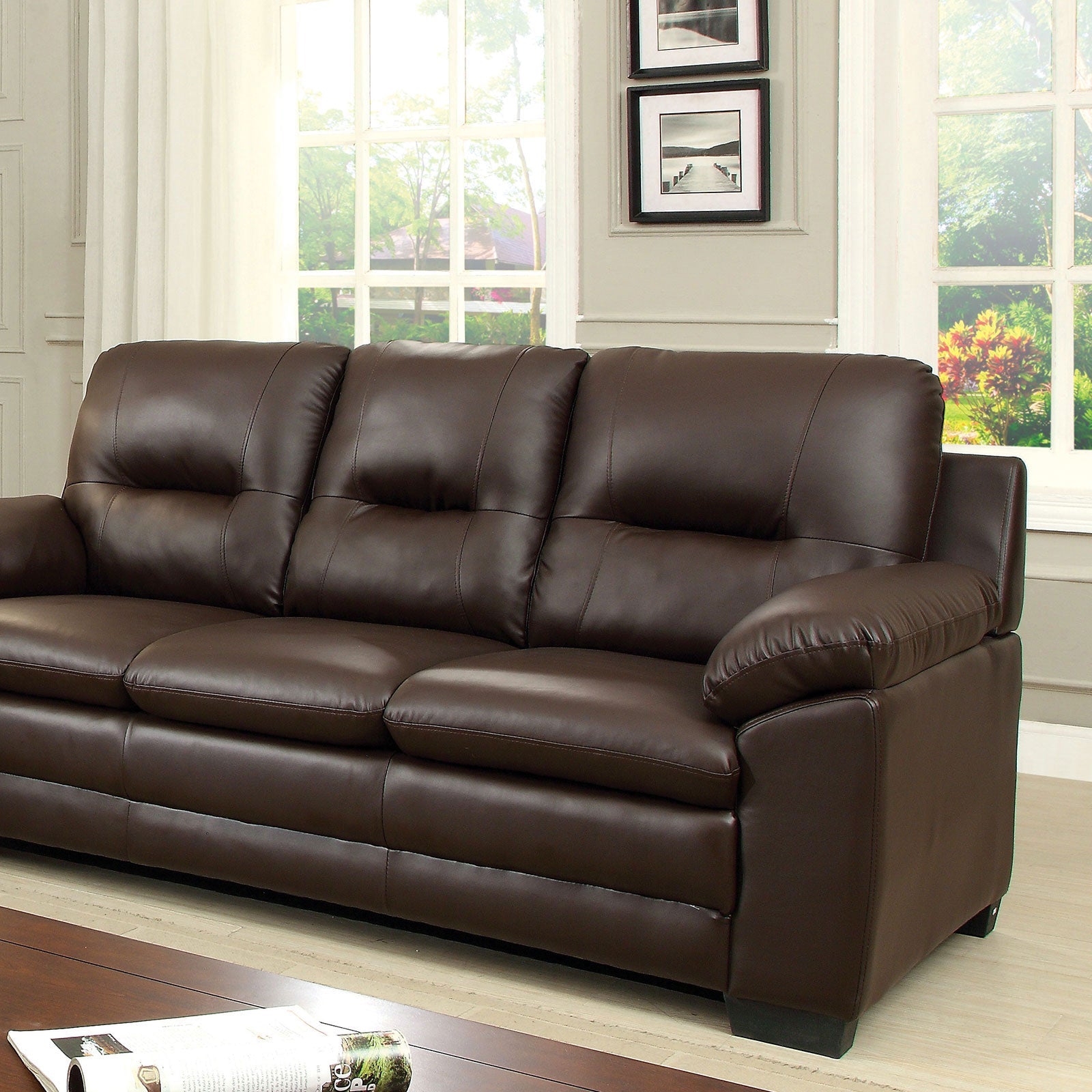 PARMA Brown Sofa, Brown Pu - ATL FURNITURE
