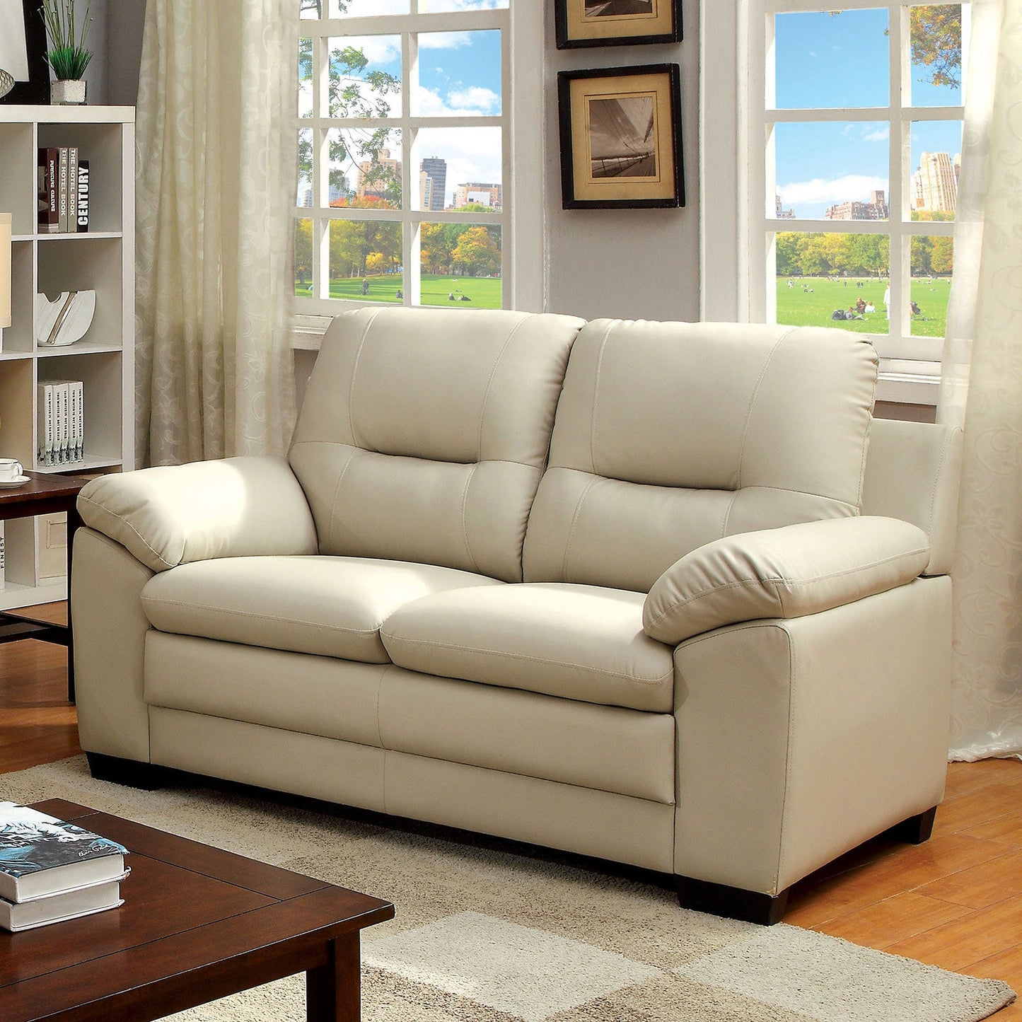 PARMA Warm Gray Love Seat, Ivory - ATL FURNITURE