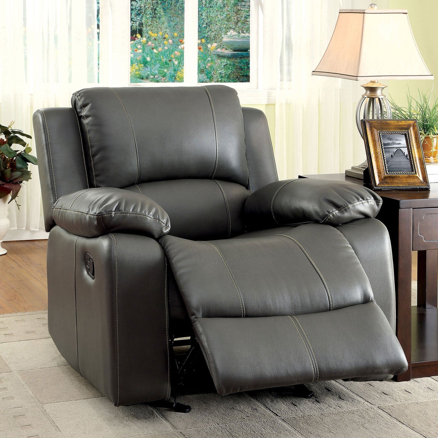 SARLES Gray Glider Recliner - ATL FURNITURE