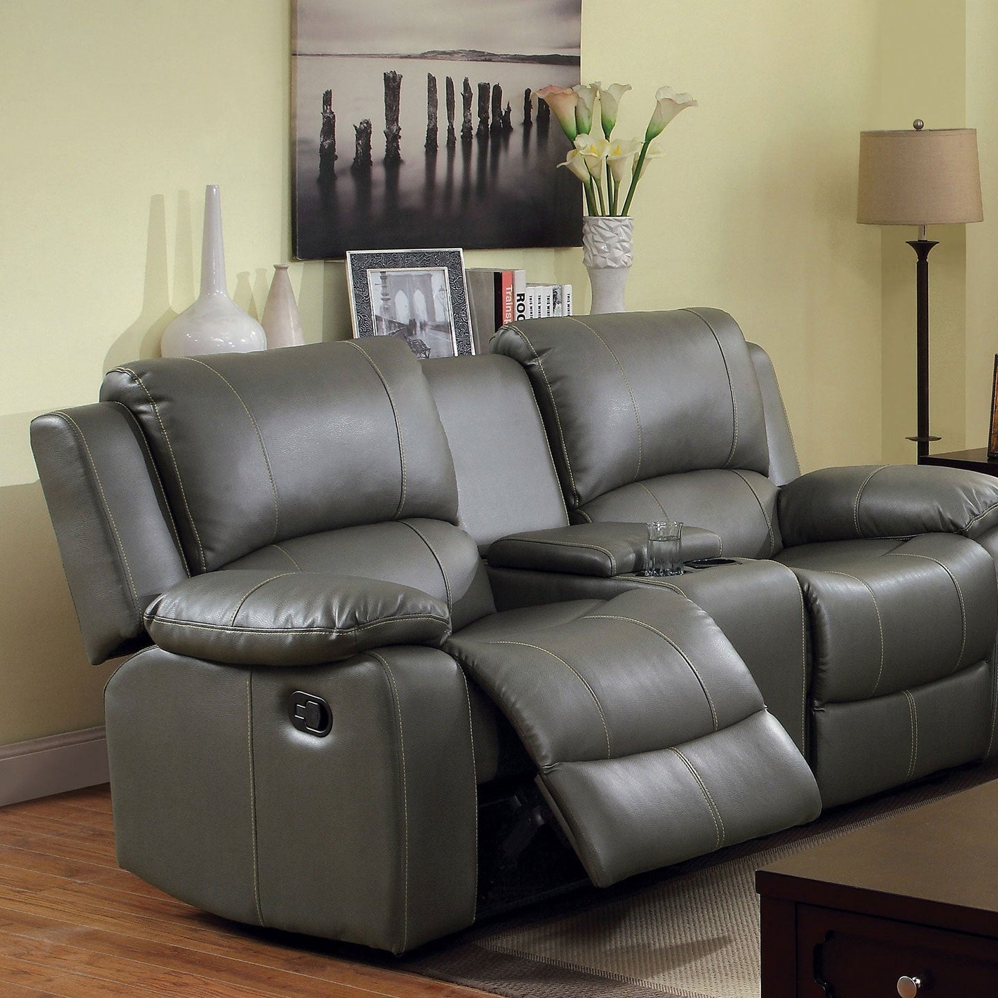 SARLES Gray Motion Console Love Seat Table - ATL FURNITURE