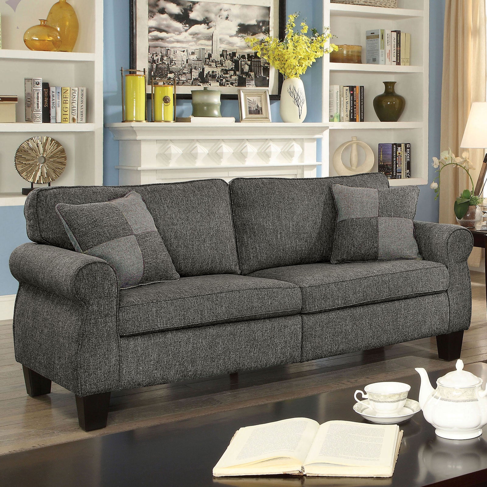 Rhian Dark Gray Sofa, Dark Gray - ATL FURNITURE